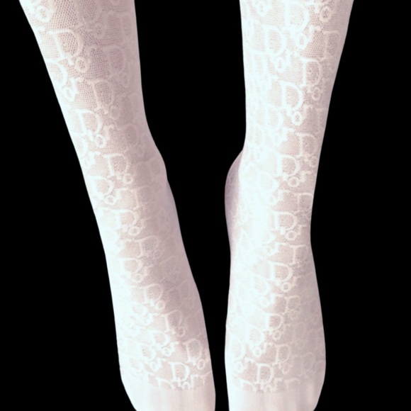 Dior White Oblique Monogram Sheer Stocking Socks - Picture 6 of 15